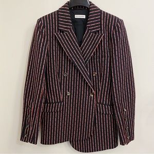 ALTUZARRA RTW Denim Whipstitch Double Breasted Blazer Jacket 44 8 10 M L Italy